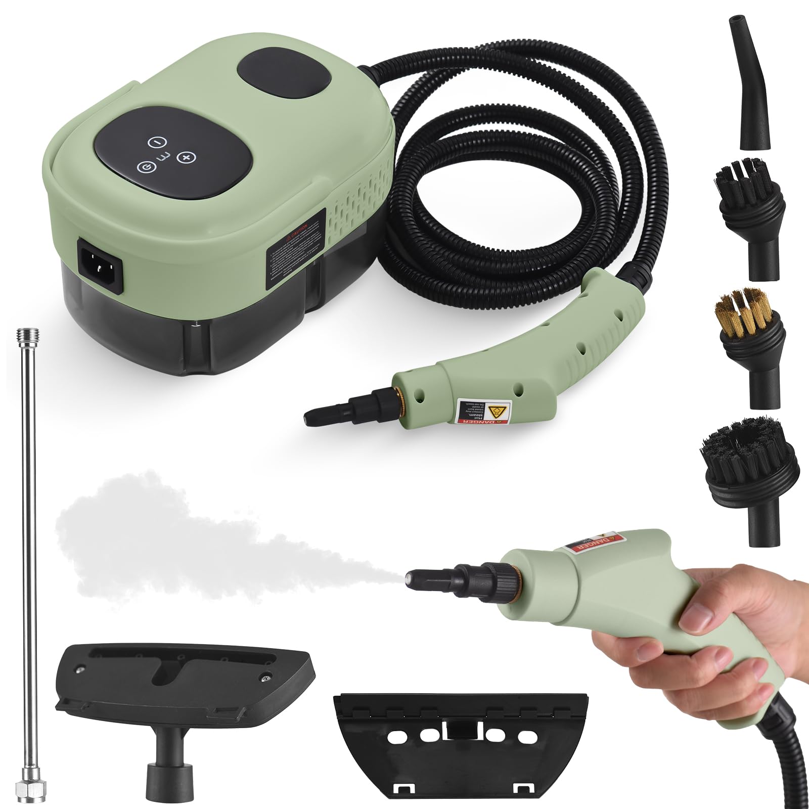 SHUAIGUO Pressurized Handheld Multi-Surface Steam Cleaner with 8pcs Accessories Smart Touch Screen 6 Levels Adjustable DeepSteamer with Portable Handle for Clothes Car Glass Window Kitchen