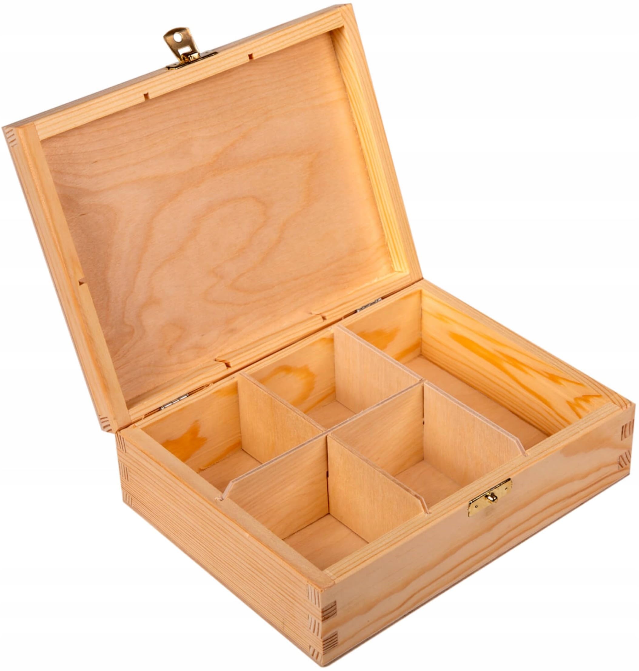 Wooden World Wooden Tea Box organizer with partition for 5 separate tea types - Box for craft decoupage pyrography