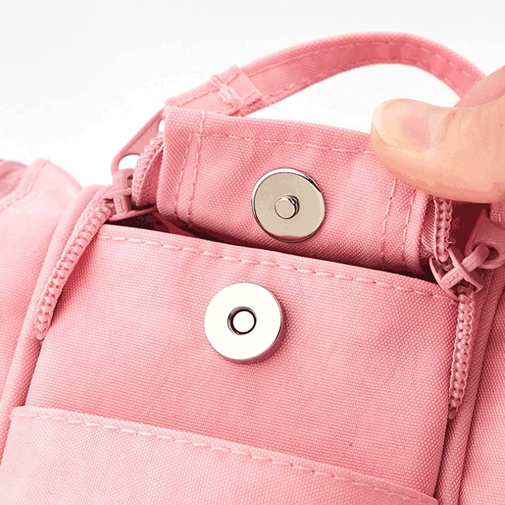 Funda de lápiz Lápiz grande Caja de lápices Bolsa de almacenamiento 3 compartimentos Organizador de escritorio Marcador de pluma pluma Efectos de escritorio simple Bolsa de lápiz -Green / Pink Pen Bag