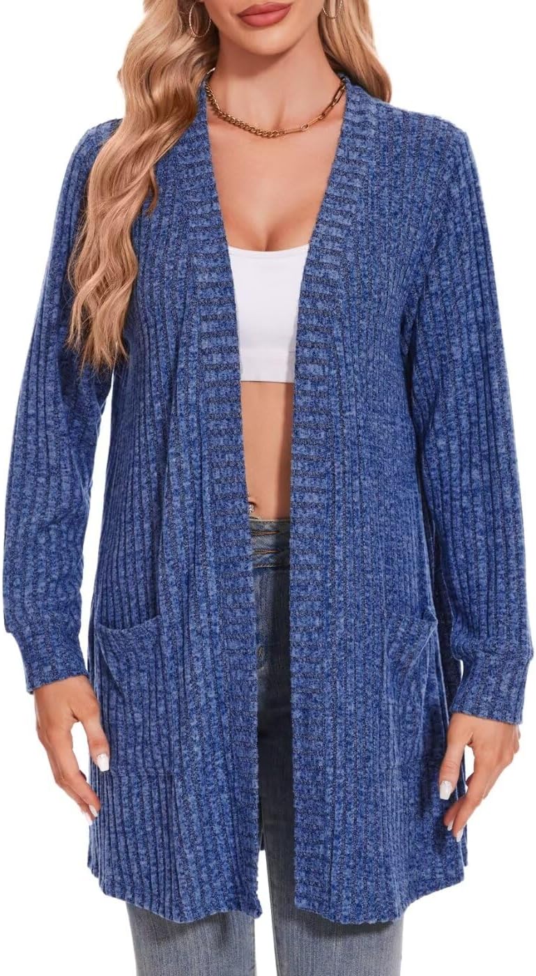 MONNURO Plus Size Cardigan Sweaters for Women Oversized Long Cardigan Open Front Sweaters Outwear with Pockets