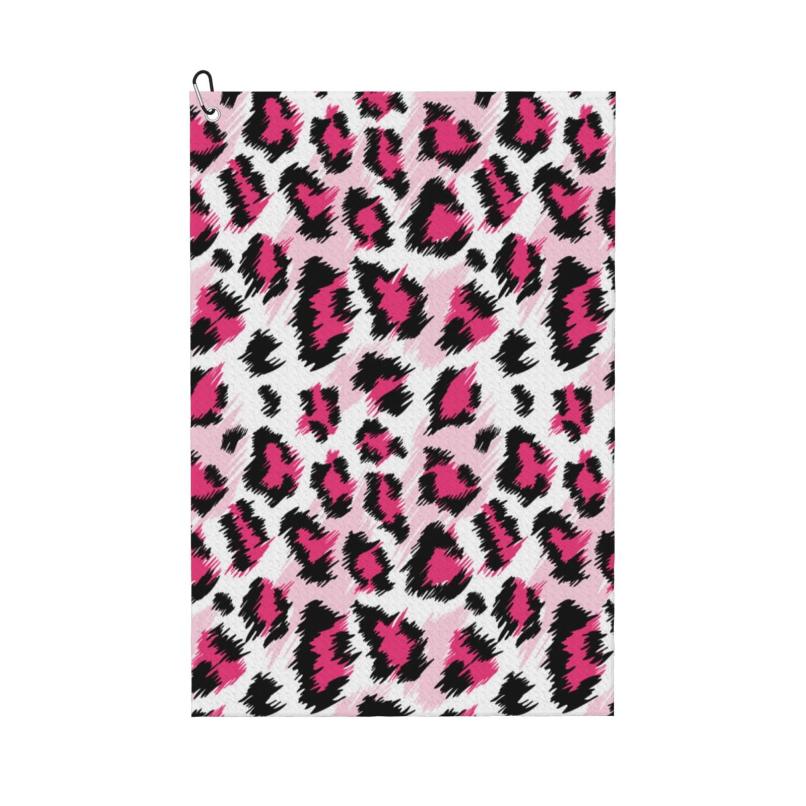 Hnnkloy Fashionable Pink Leopard Seamless Pattern, 16x24 in Portable Waffle Golf Towels with Carabiner Clip for Golf Bag