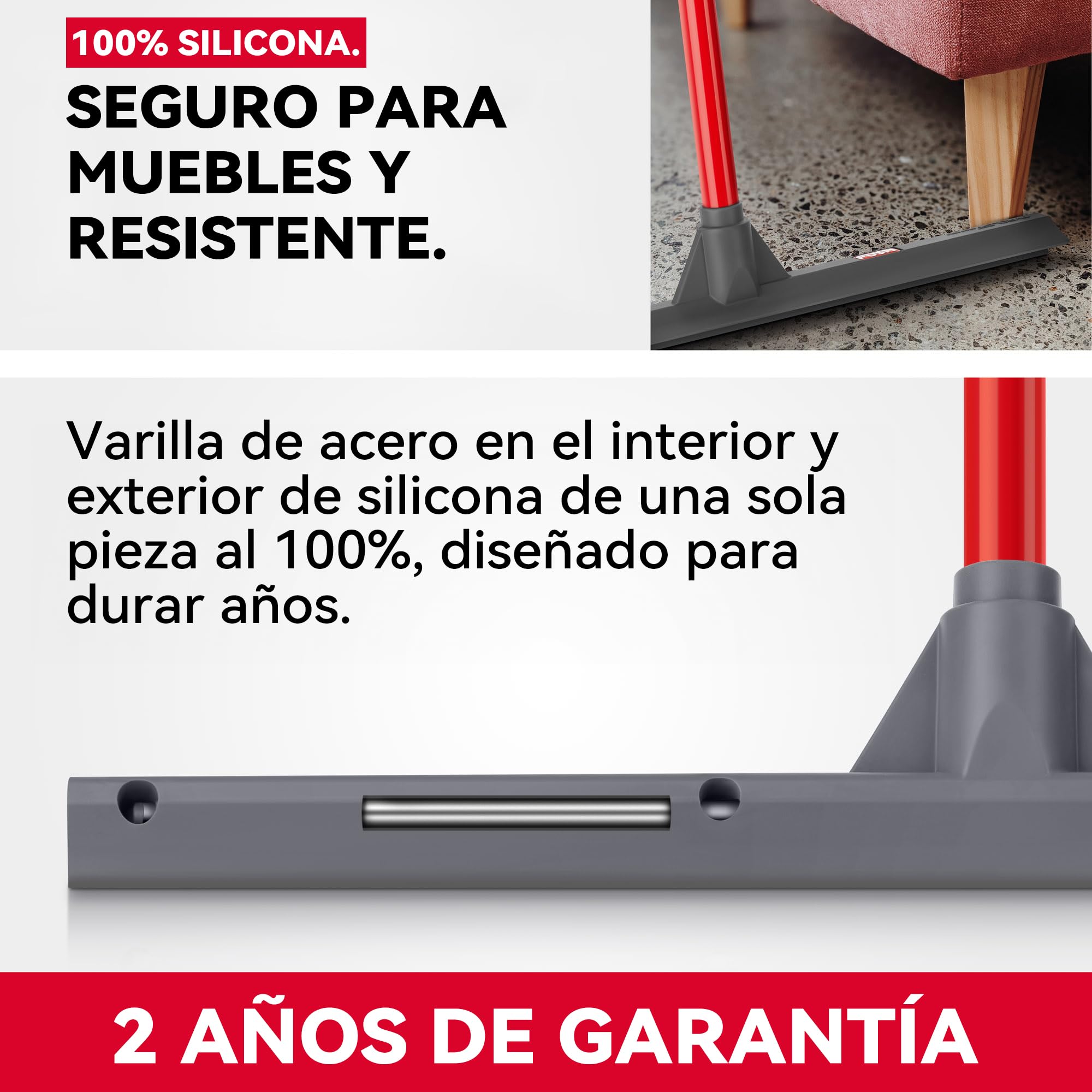 Tyroler Empujar y Tirar Escobilla de Goma Silicona | Cabezal de 100% Silicona de 44 cm | Mango de 140 cm | Escoba de Goma para Suelo | Haragan para Suelos Exterior| Aragan para Suelos | Araganes