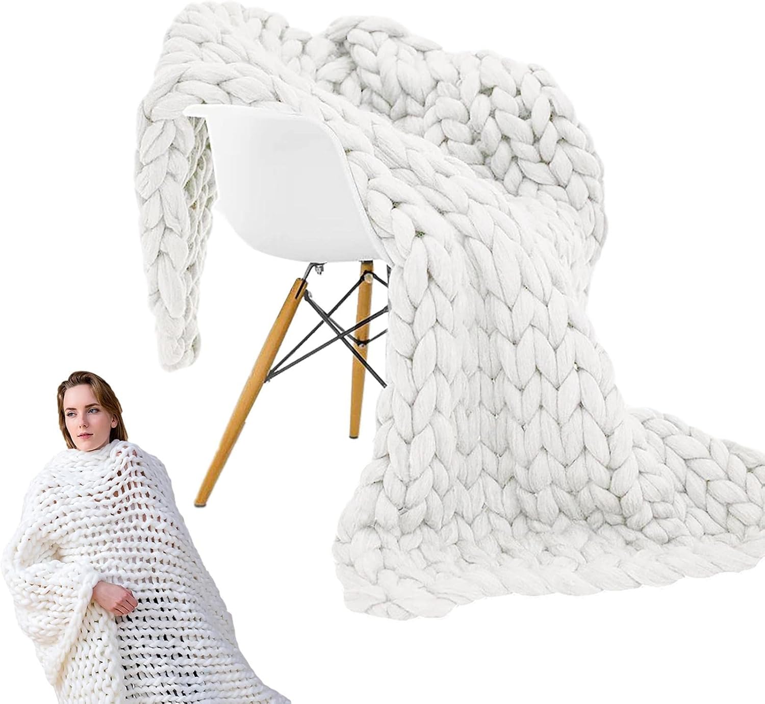 Chunky Knit Blanket Soft Handmade Throw Blanket Big Knit Blankets