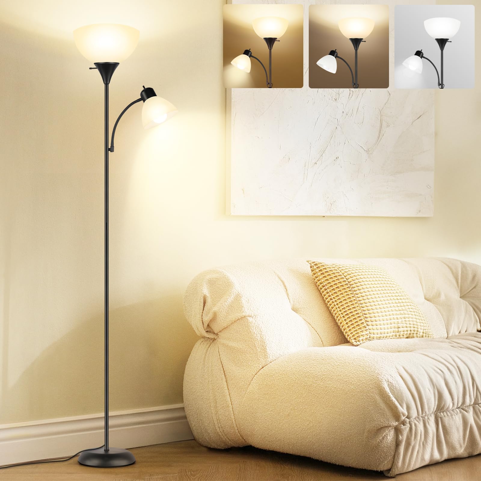 OUTON Floor Lamp with Reading lamp, Mother/Father Parent & Child Uplighter and Spotlight Design Floor Lamp