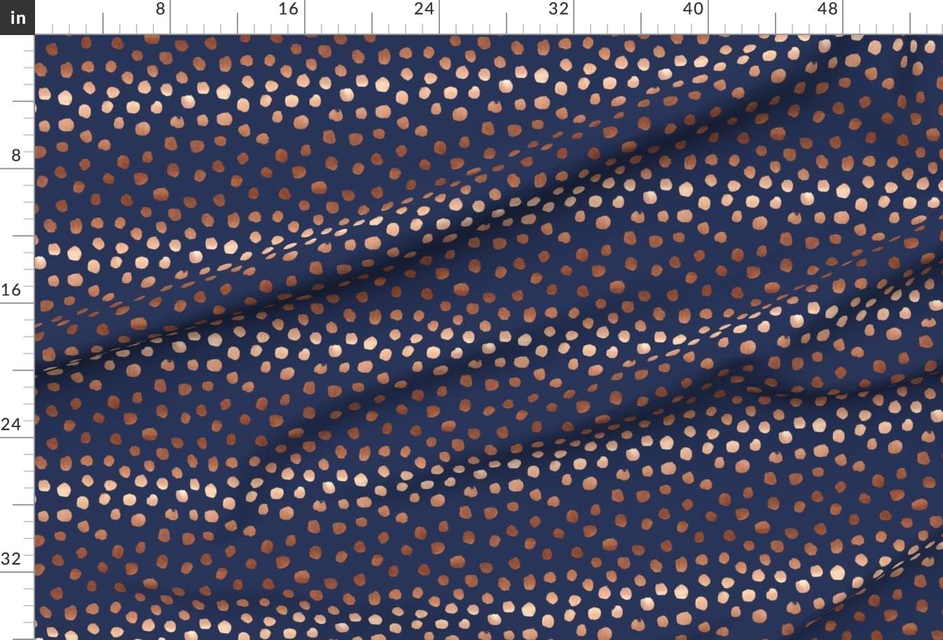 Spoonflower Fabric - Rose Gold Navy Dots Painted Golden Feminine Home Small Polka Look Printed on Upholstery Velvet Fabric Fat Quarter - Upholstery Home Decor Bottomweight Apparel