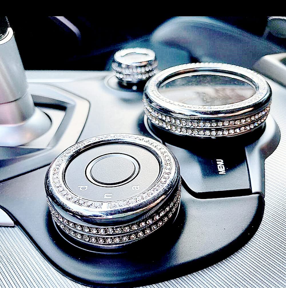 YUWATON Compatible with Alfa Romeo Giulia Stelvio 2017-2019 Bling Accessories Central Control Multimedia Knob Cover Rhinestone Decals for Women