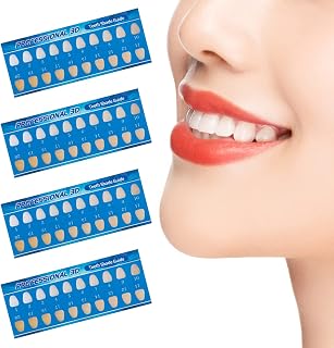 20 Pieces Teeth Whitening Shade Guide - 16 Colors Paper Tooth Bleaching Shade Chart for Household Oral Care, Dental Bleaching Shade Tab for Dentist Tracking Teeth Whitening Course