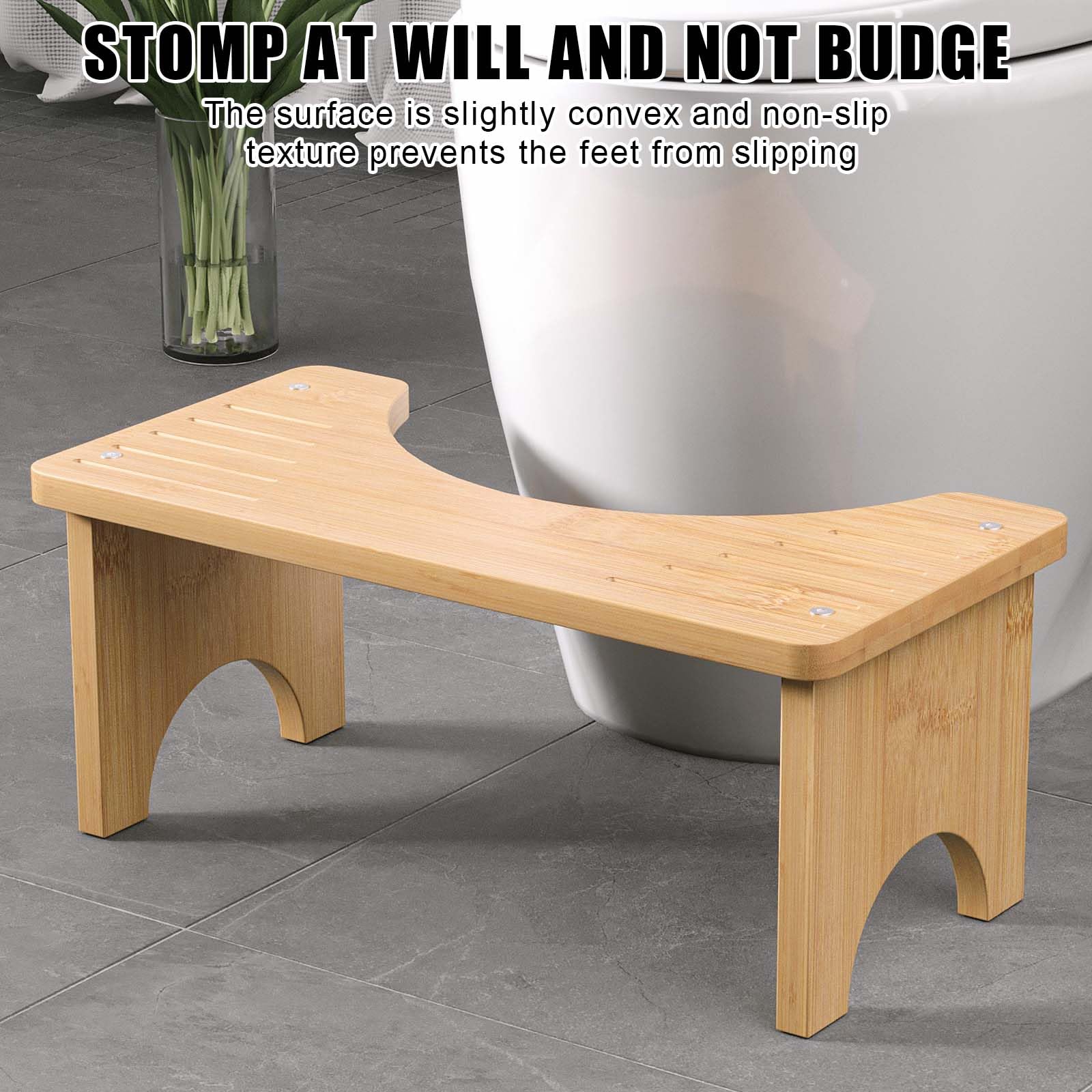 Toilettenhocker aus Bambus, Toilettenhocker für Erwachsene Rutschfester Squatty Potty Hocker, Tragbarer Ergonomischer Klohocker/WC Hocker für Natürliche und Bequeme Ausscheidung