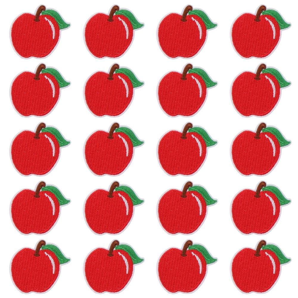 YYlingx 20 Pieces Red Apple Patches, Clothing Iron-on Embroidered Patch, Cute Fruit Sew on/Iron on Patches for Jackets, Hats, Backpacks, Jeans, DIY Clothes