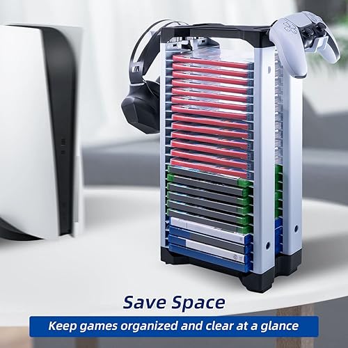 Miniatura 9 de Mcbazel Torre de soporte de almacenamiento de videojuegos para PS5PS4NS SwitchSwitch2Xbox, almacenamiento de disco de videojuegos y controlador de