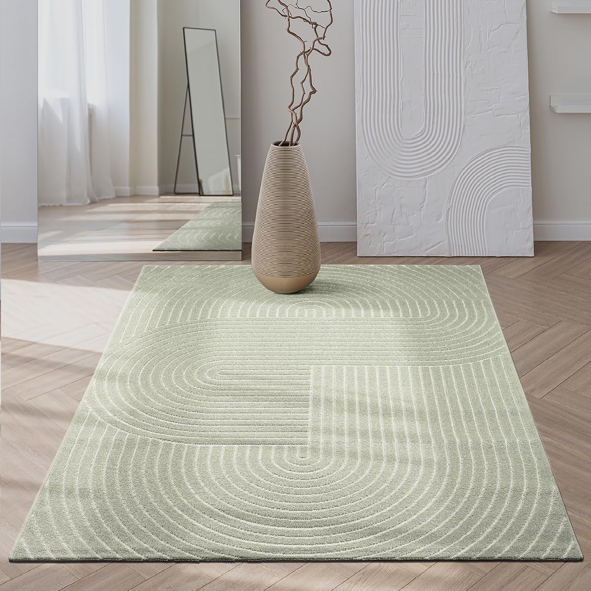the carpet Santo Plus High-quality Outdoor Rug, Suitable for Living Room, Bedroom and Patio, Weatherproof, Durable and Easy Care, Green, 240 x 340 cm - 240 x 340 cm - Green-Plus3