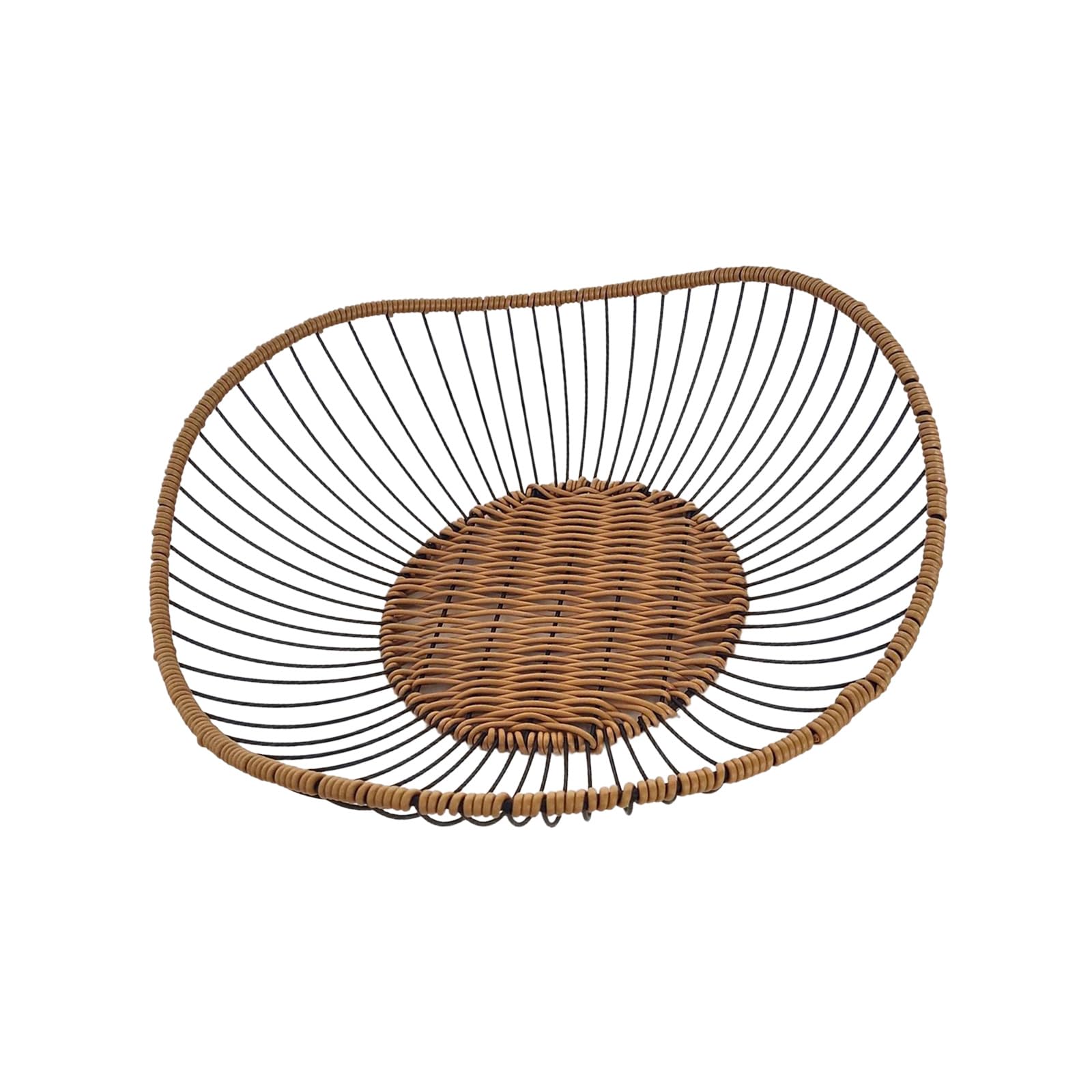 our fave Bucolic Styles Iron and Woven Rattan Drainer Basket Decorative Vegetable Tray Ideal for Fruits Vegetables Storage Rural Fruit Bowl