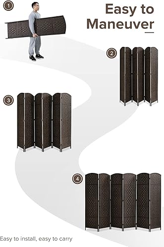Miniatura 8 de Divisores de habitación de 6 pies de alto, pantalla de privacidad independiente extra ancha con fibra tejida de diamante, divisor de pared de