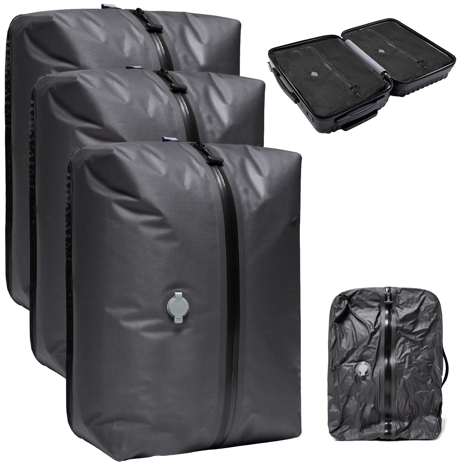 3 Piezas Bolsas Vacio Ropa, Bolsas Vacio Ropa Viaje, Bolsas Compresion Viaje, con ventana transparente y asa, ahorra espacio, para maleta, mochila