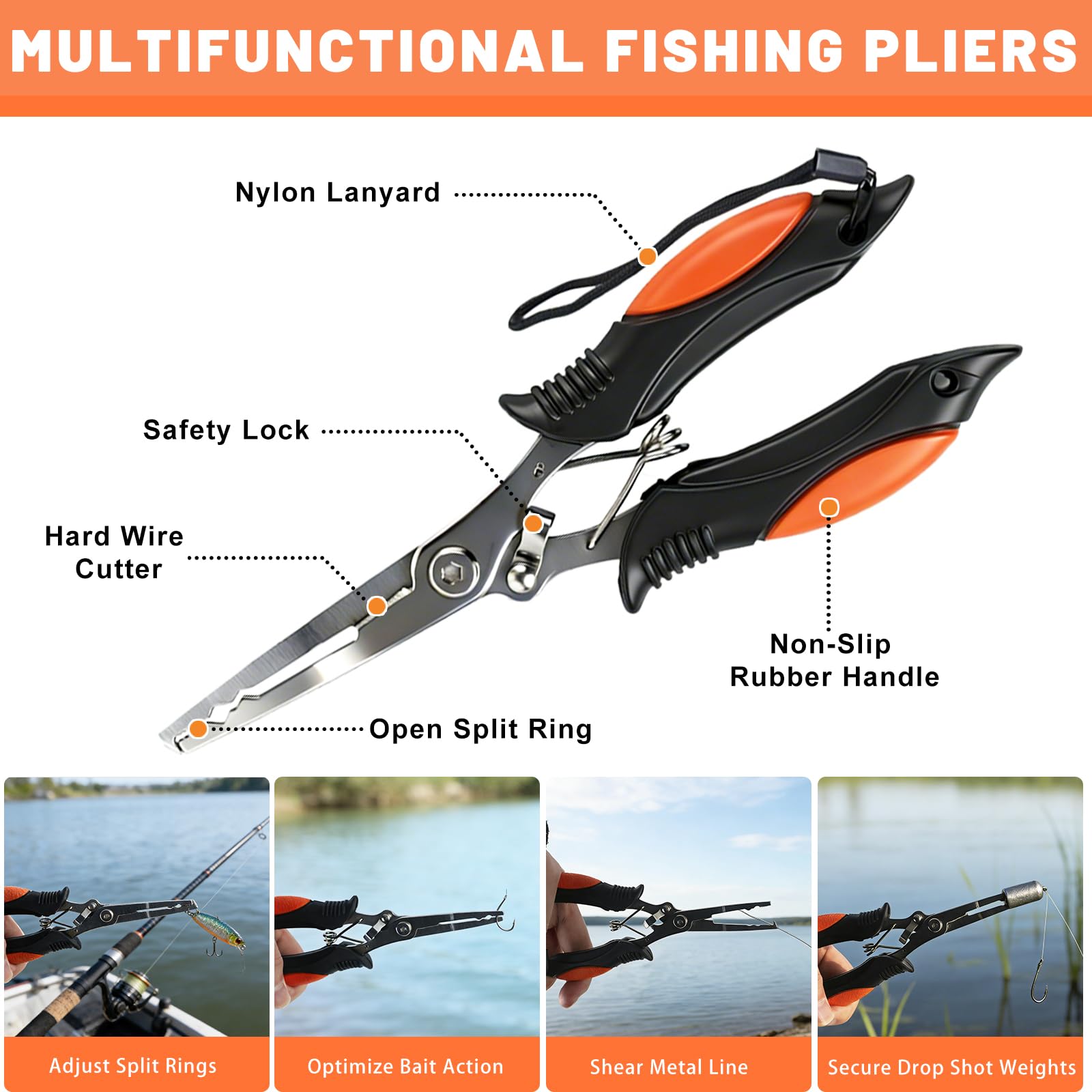 Conjunto de Pesca Completo para Principiantes y Profesionales,Kit de Accesorios de Pesca Multifuncional Que Incluye Cuchillo de Filetear,Pinza para Pesca,Agarre de Labios para Pescado