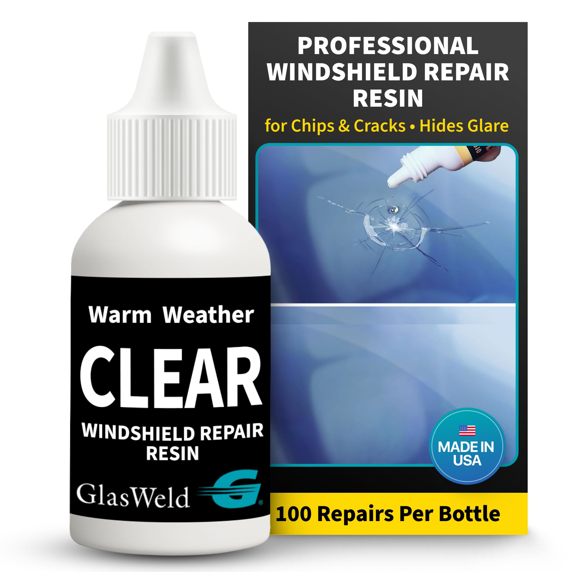 GlasWeld Windshield Chip Repair Kit with Resin & Zoom Injector – Glasses Repair