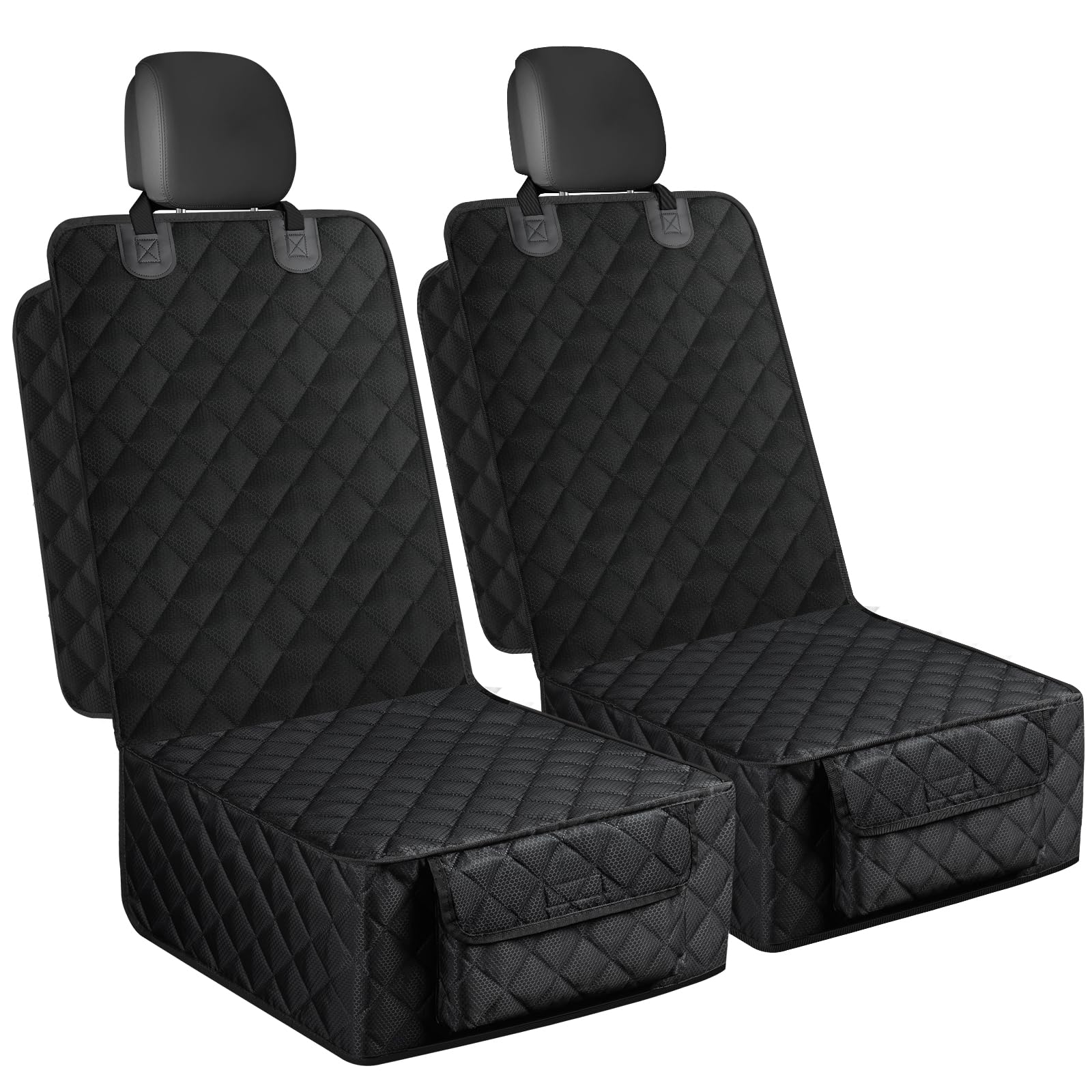 Dog Car Seat Cover, 2 Pack Waterproof Pet Front Seat Car Cover, Full Protection Dog Seat Protector with Side Flaps, Universal Size for Cars, Trucks, SUVs