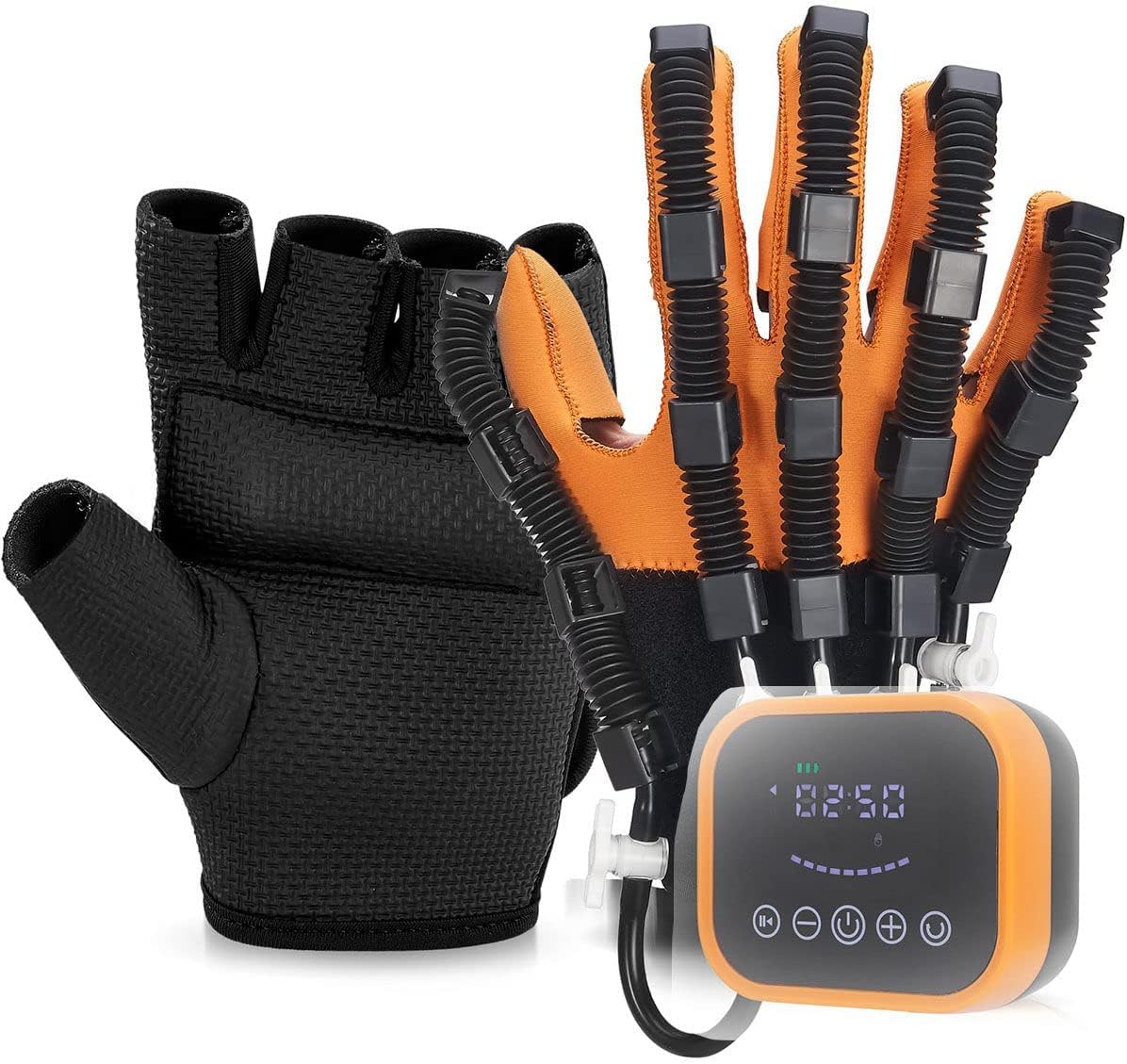 Urządzenie do treningu i regeneracji funkcji palców i dłoni, Rękawiczki robota do rehabilitacji pacjenta, Masażer do ćwiczeń i rehabilitacji fizjoterapii (Left XL)