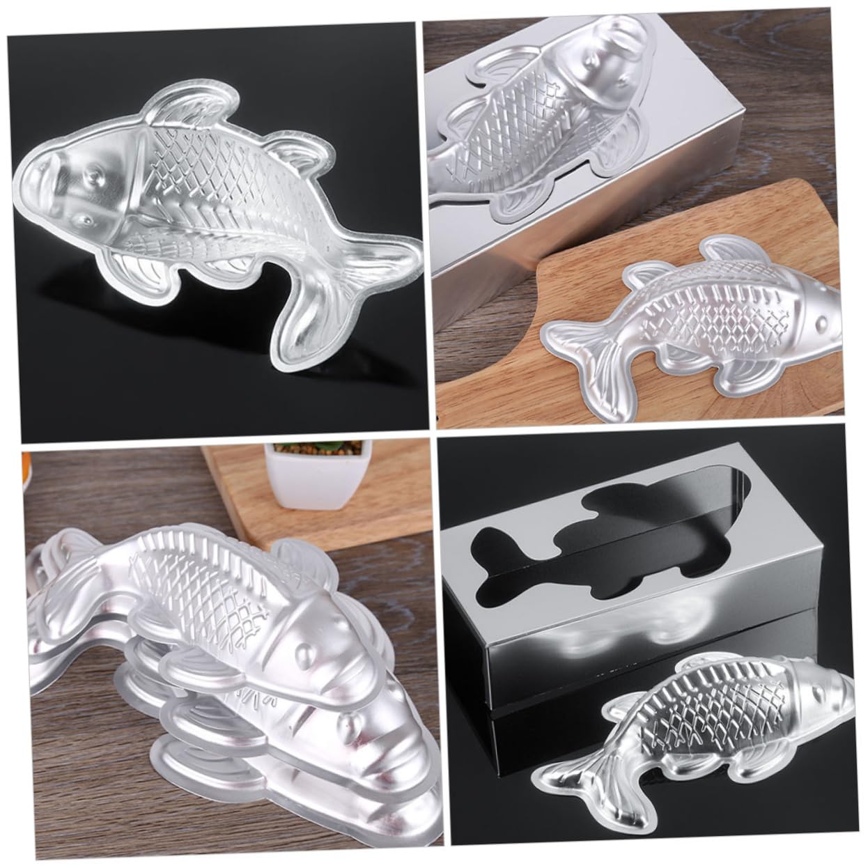Alipis 3 Ensembles Moule Alimentaire De Cuisine Moules De Bricolage Pour Gâteaux De Riz Poêle Gâteau À La Gelée Moules À Chocolat Bricolage Moules À Fondants Silver Aluminium 2 Pièces * 3