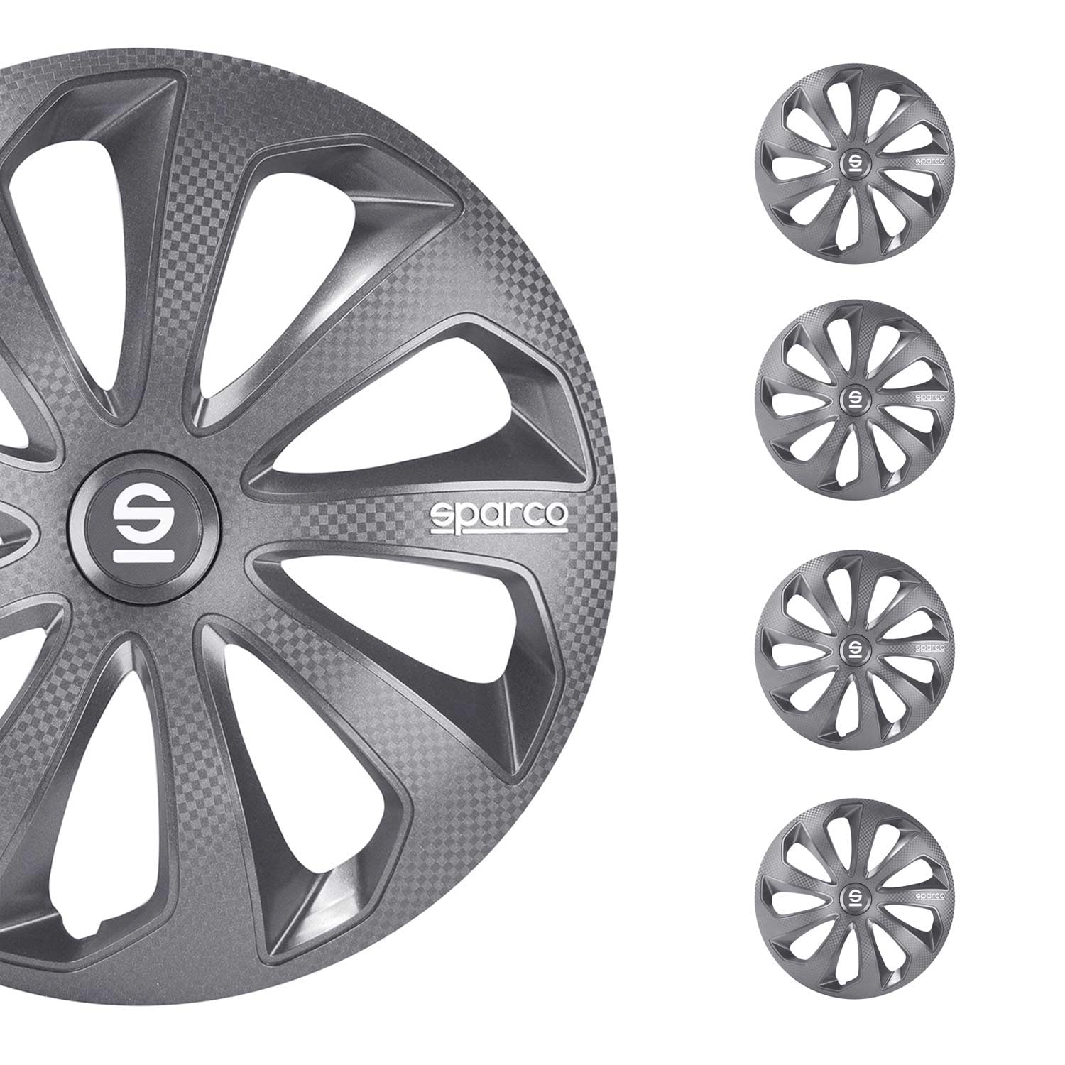 Sparco SPC1674GRC Copricerchi Auto 16 Pollici – Grigio Carbone – Set Da 4 – Anti-ruggine E Facili Da Montare