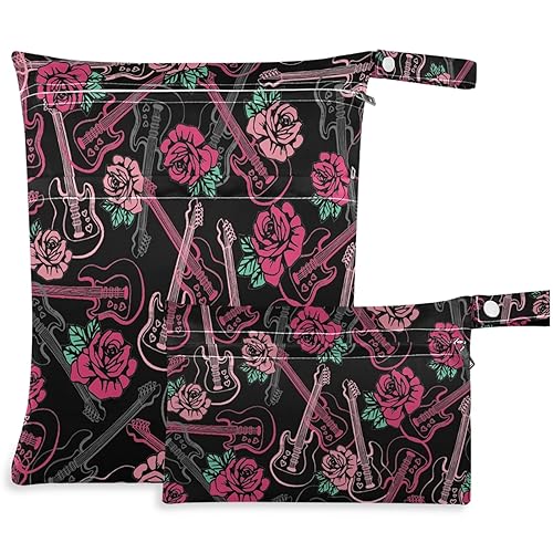 Miniatura 20 de visesunny Seta dibujada a mano, 2 bolsas húmedas con bolsillos con cremallera, lavable, reutilizable, espaciosa para viajes, playa, piscina