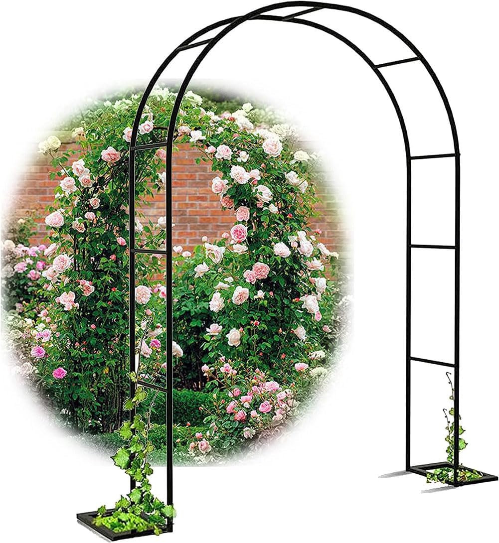 Black Metal Garden Arch, Garden Arbor for Climbing Plants, Wide 1.2M 1.4M 1.8M 2.4M 3M, Roses Archway for Outdoor Wedding Party, Easy to Assemble,Green,W1.8M*H2.2M