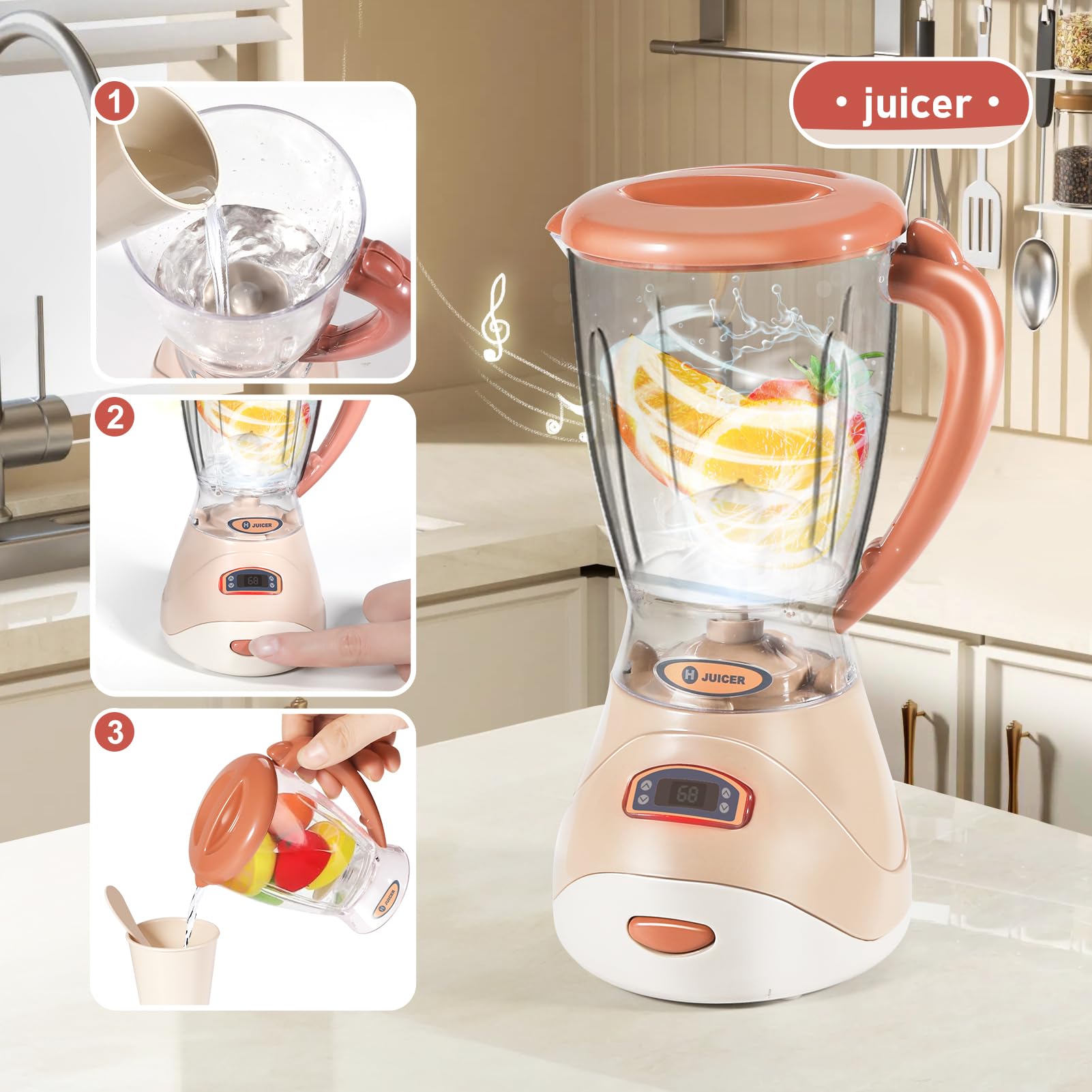 Spielzeug ab 3 Jahre - kinderküche zubehör mit Kinder kaffeemaschine ，Mixer kinderküche ，Toaster and kinderschürze ,Geschenk mädchen & Junge 3 4 5 6 7 Jahre