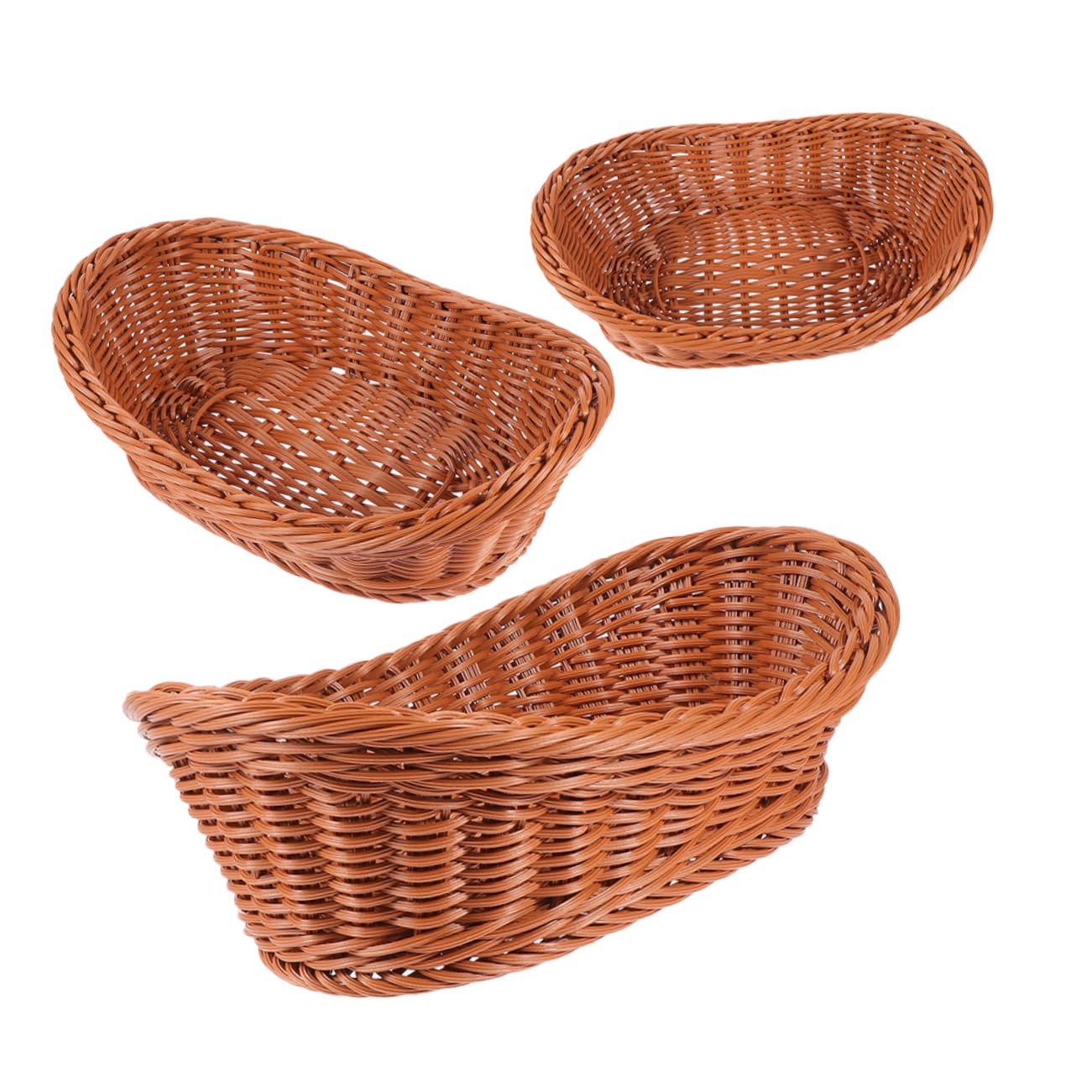 3pcs Handwoven Storage Baskets Versatile Empty Woven Baskets for Fruits Bread and Snacks Plastic Material for Kitchen Dining Decor