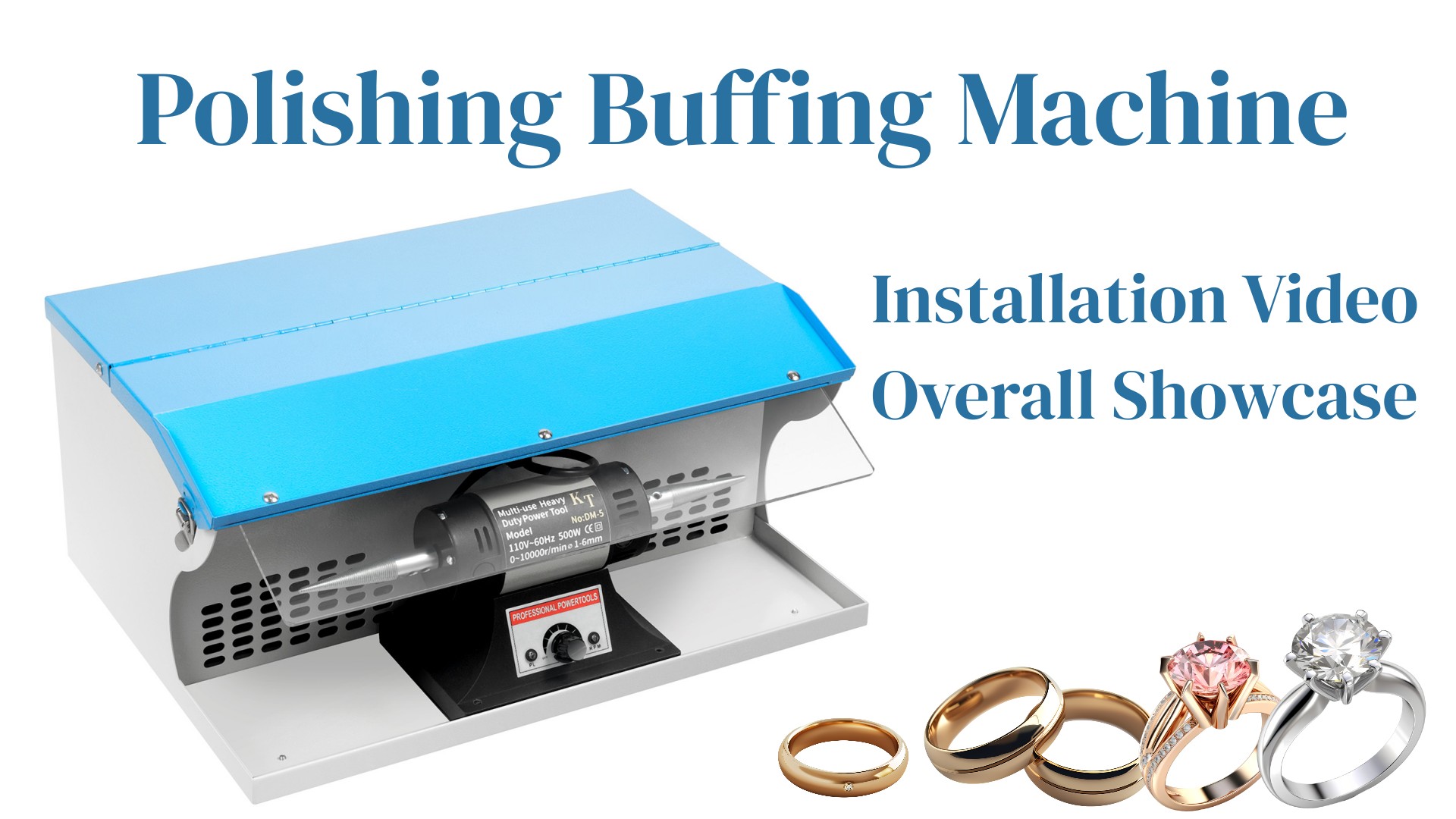 500W Jewelry Polishing Machine - 0-10000 RPM Adjustable Speed, Bench Polisher With LED Light For Metal & Jewelry