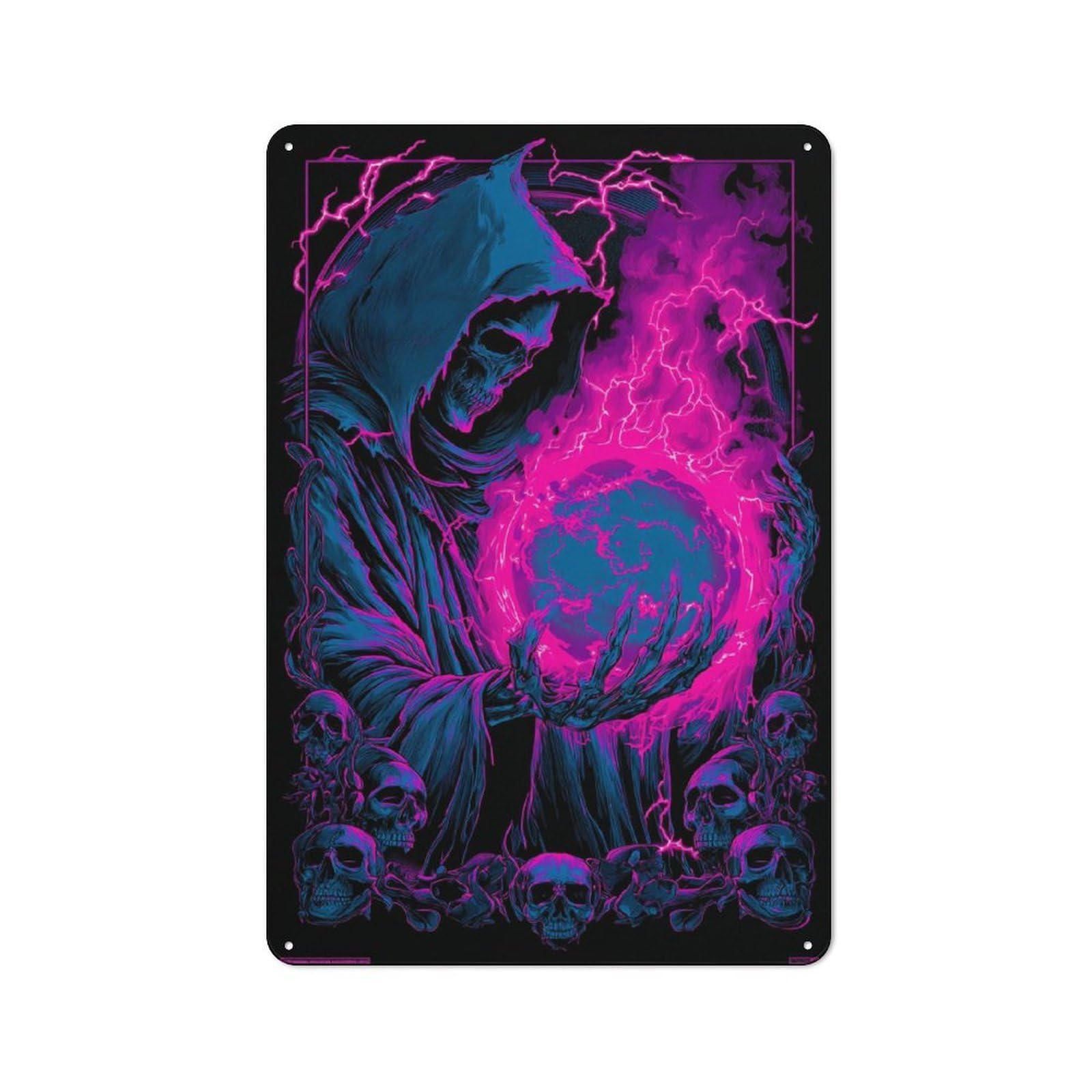 Junmoney Neon Grim Reaper Metal Plaque 30X20cm With For Hallway Wall, Retro Decor, For Wall Display Collectors