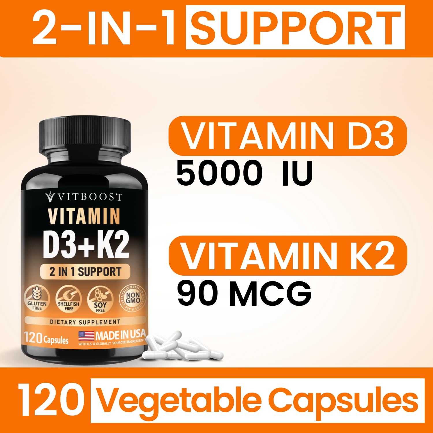 VITBOOST Vitamin D3 K2 Complex - 5000 IU (125 mcg) D3 & K2 (MK-7) 90 mcg — Amazon image 5