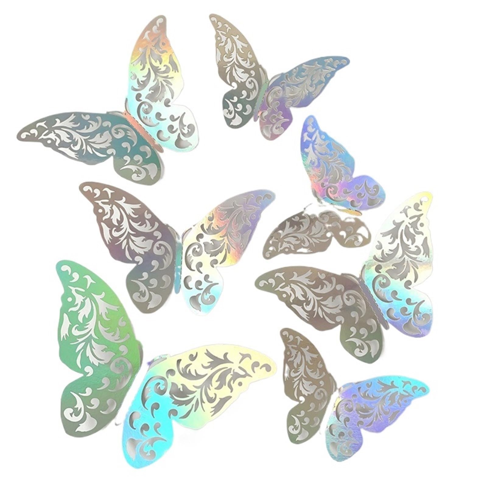 12PCS 3D Double-Layer Simulation Butterfly Wall Sticker Refrigerator Magnet Rooms Kitchen Home Decor(Black)
