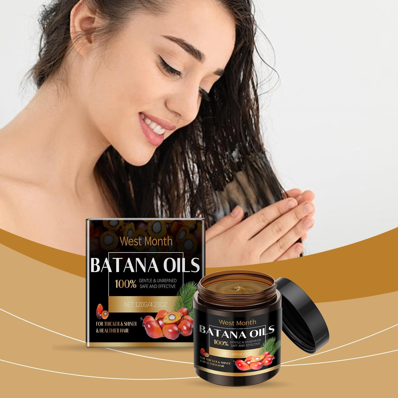 NALACALRaw Batana Oil, Dr. Sebi 100% Natural, Unrefined and Organic Batana Oil for Hair Growth and Repair, Prevent Hair Loss and Enhances Hair Thickness, Hair strengthening Treatment, 4.23OZ