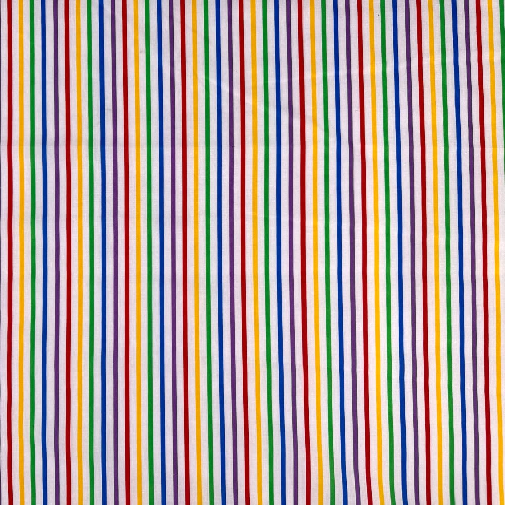 Polycotton Fabric Bright Rainbow or Pastel Stripes Striped Pride (Price Per Metre) (Bright)