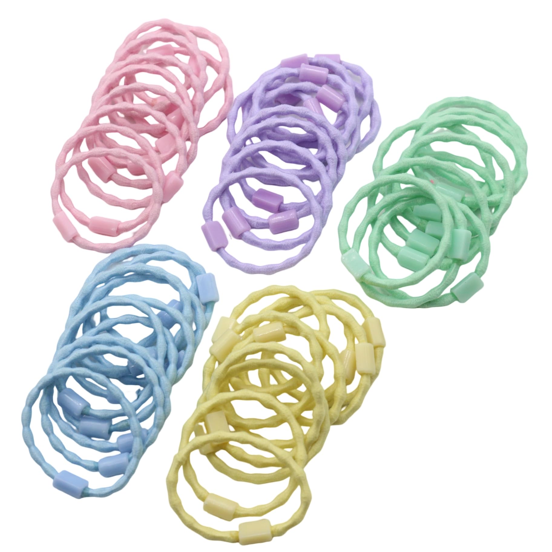 Amazon | KUKU工房 台座付ヘアゴム 波型 直径3cm 太さ2.5mm カラフル