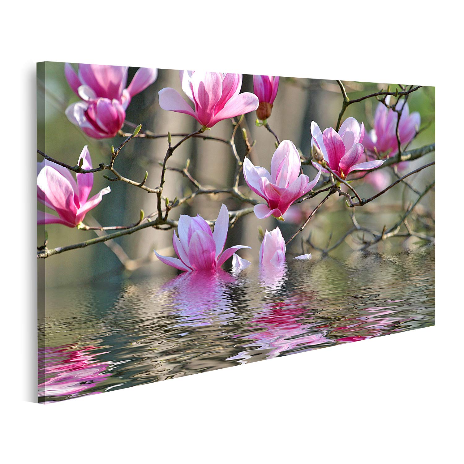 Tableau sur toile Gazouillis d'oiseaux dans les fleurs de cerisiers