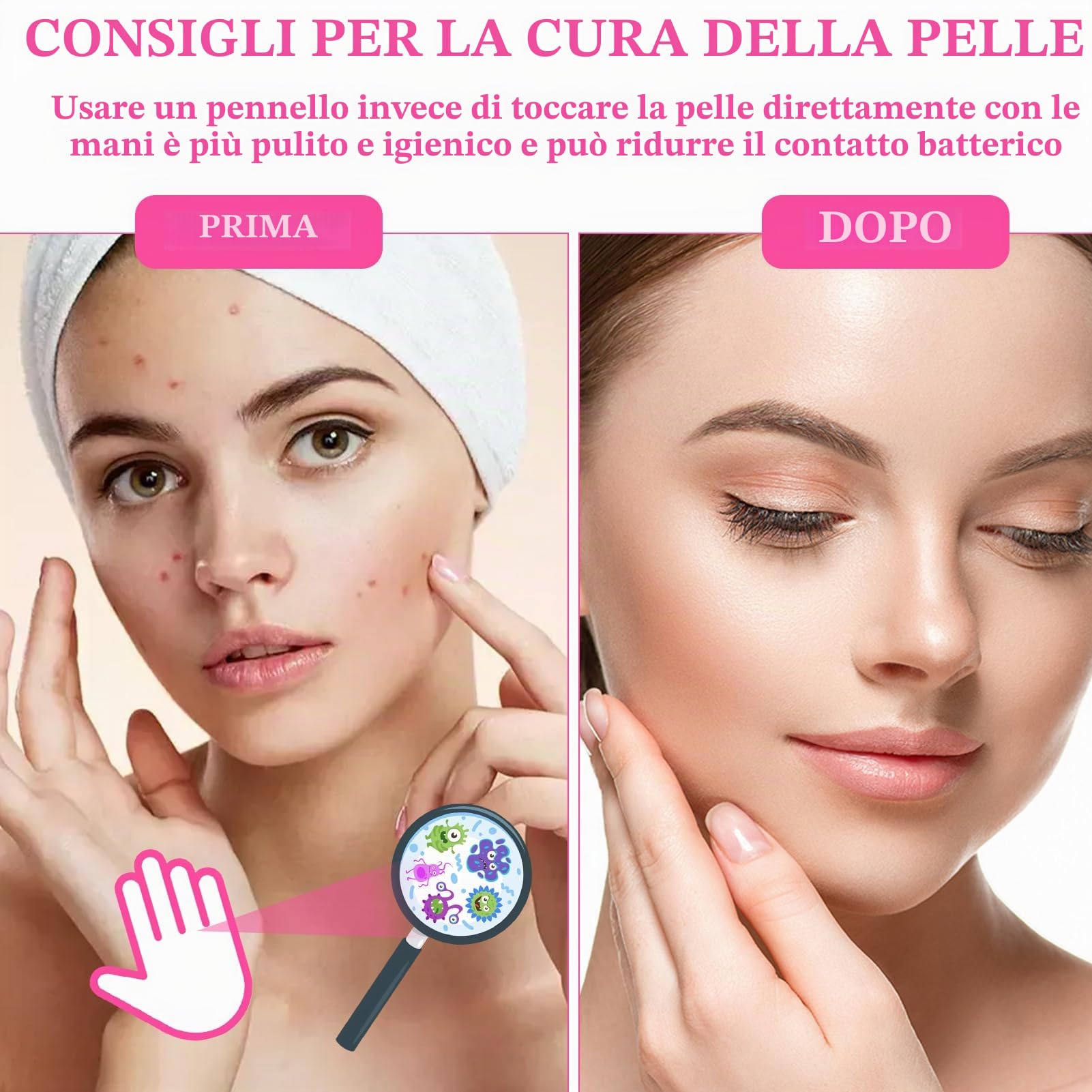 22 pennelli per shampoo per ciglia, per la rimozione dei punti neri, spazzola per la pulizia profonda dei pori del naso, spazzola per la pulizia del viso, strumento cosmetico
