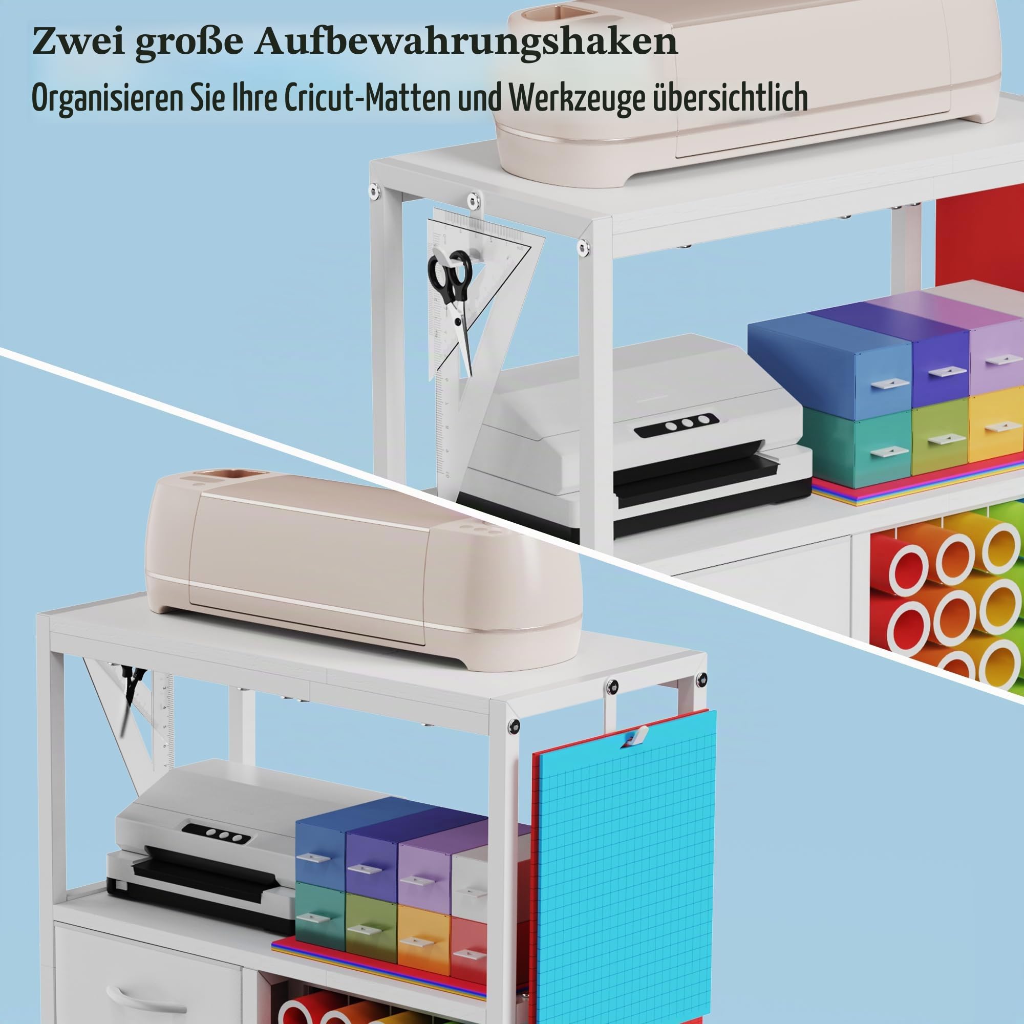 30 Vinyl-Rollenhalter für Cricut-Wagen, rollender Bastelwagen mit 3 Stoffschubladen, Bastelorganisation und Aufbewahrung, kompatibel mit