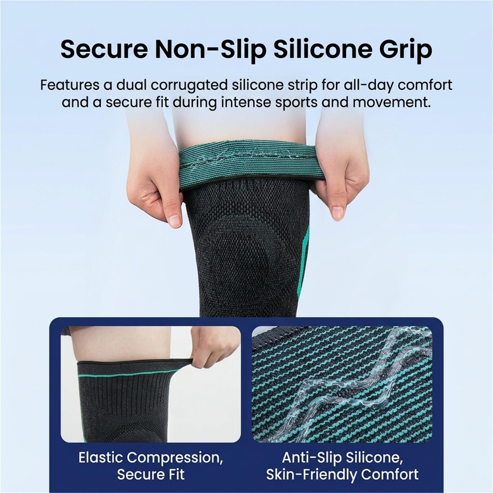 Ginocchiera di supporto per uomo e donna, tutore compressivo per ginocchio per corsa, sollievo dal dolore articolare, palestra, basket, sport, ginocchiera traspirante in maglia, fascia singola (L