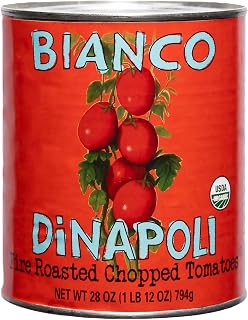 Bianco DiNapoli Organic Fire Roasted Chopped Tomatoes, 28oz - Premium Clean-Label Canned Tomatoes for Sauces