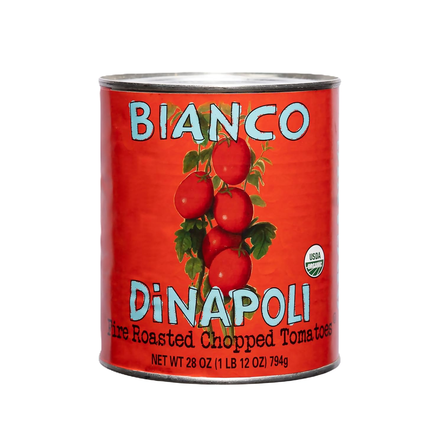 Bianco DiNapoli Organic Fire Roasted Chopped Tomatoes, 28oz - Premium Clean-Label Canned Tomatoes for Sauces