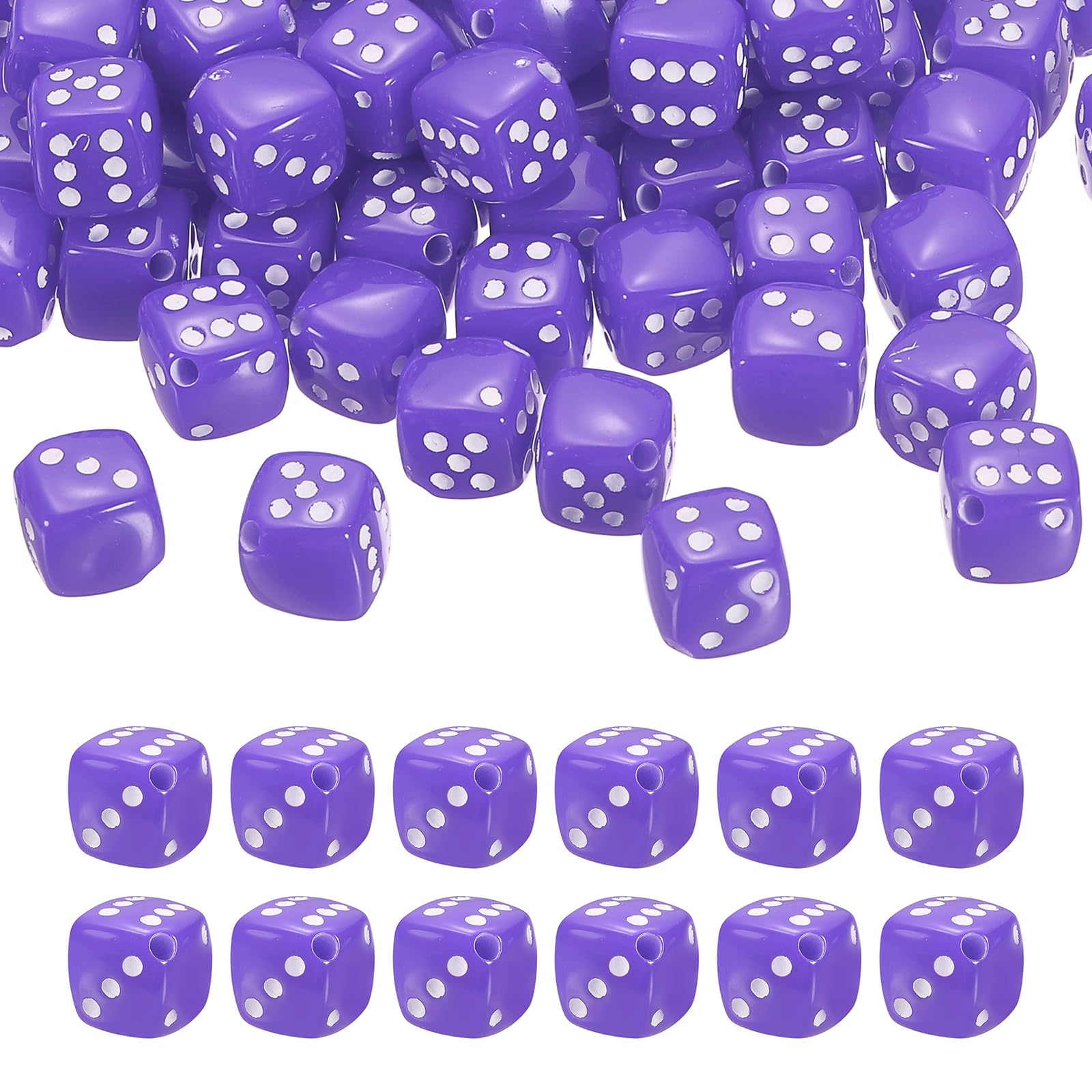PATIKIL 100Pcs Acrylic Dice Bead, 10mm/0.4" Cube Dice Charm Beads Cute Keychain Pendant for Bracelets Necklaces Earrings DIY Crafts Jewelry Making, Solid Light Purple