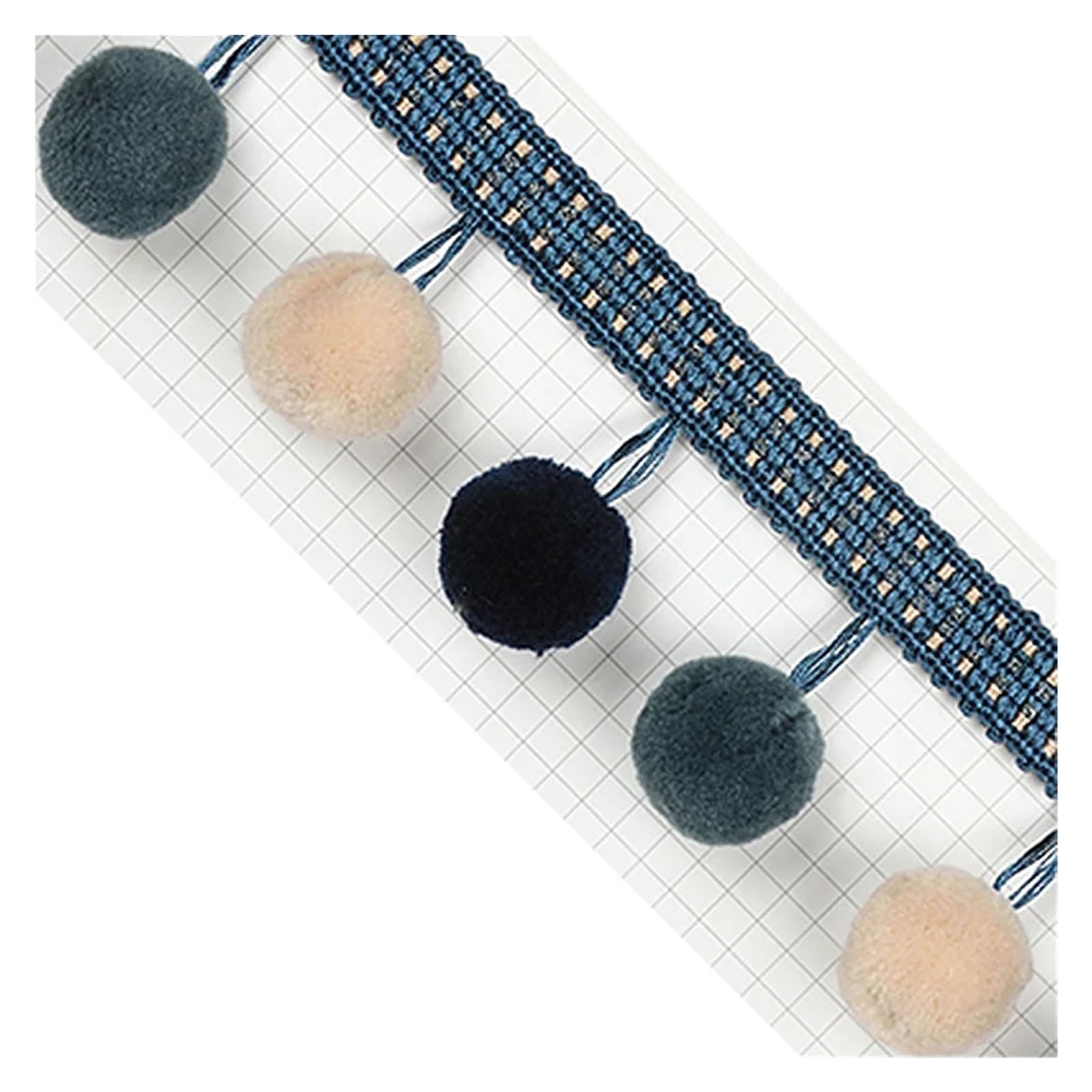 Garniture à Franges avec Perles Garniture de rideau en dentelle 2M, boule peluche, pompon, cheveux, frange, ruban, écharpe, robe, bord nappe, bricolage, couture(5)