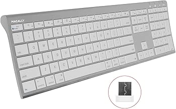 Macally RF Wireless Computer Keyboard (Full-Size) with Compact 2.4GHz Dongle USB Receiver for Apple MacBook Pro, Air Laptops or iMac, Mac Mini Desktops - Plug and Play (Ultra-Slim) - coolthings.us