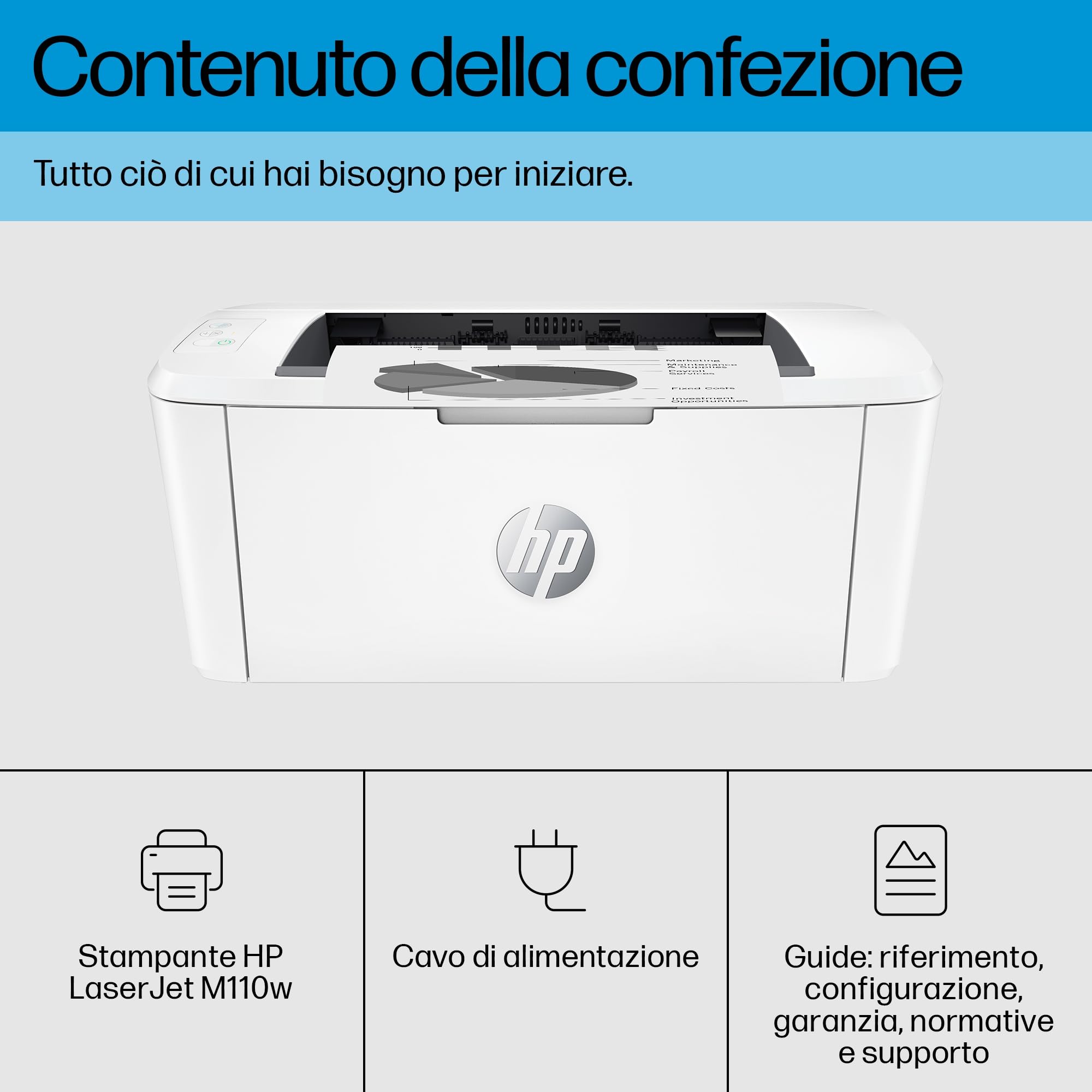 HP LaserJet M110we 7MD66E, Stampante a Singola Funzione Laser A4 Monocromatica, Stampa Fronte e Retro Manuale in b/n, 20 ppm, Wi-Fi, Smart, Bianca