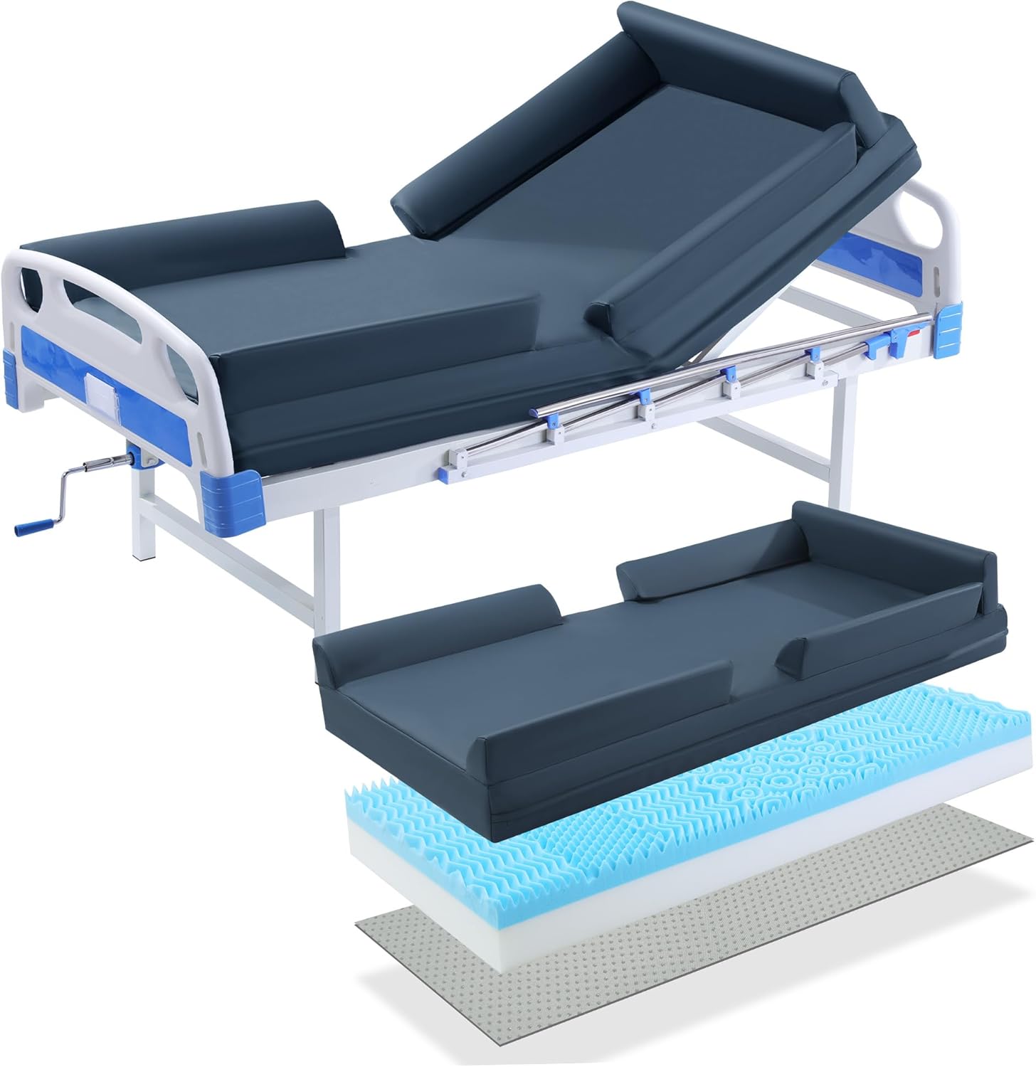 HOMBYS 6" Thickness 5-Zone Memory Foam Hospital Bed Mattress with Side Guards 76"x36", Thick FDA Registered Medical Mattress for Fall Prevention, Pressure Relief & Pain Reduction, Home/Clinical Use