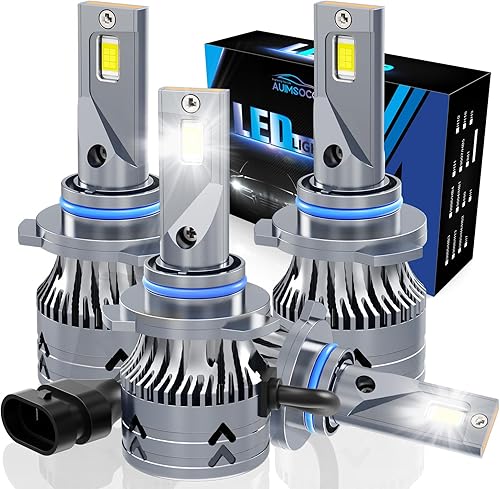 AUIMSOCO 9005HB3 9006HB4 - Kit combinado de bombillas LED, para reemplazo halógeno, 24000 lm blanco frío brillante 6500 K, Plug and Play, haz alto y