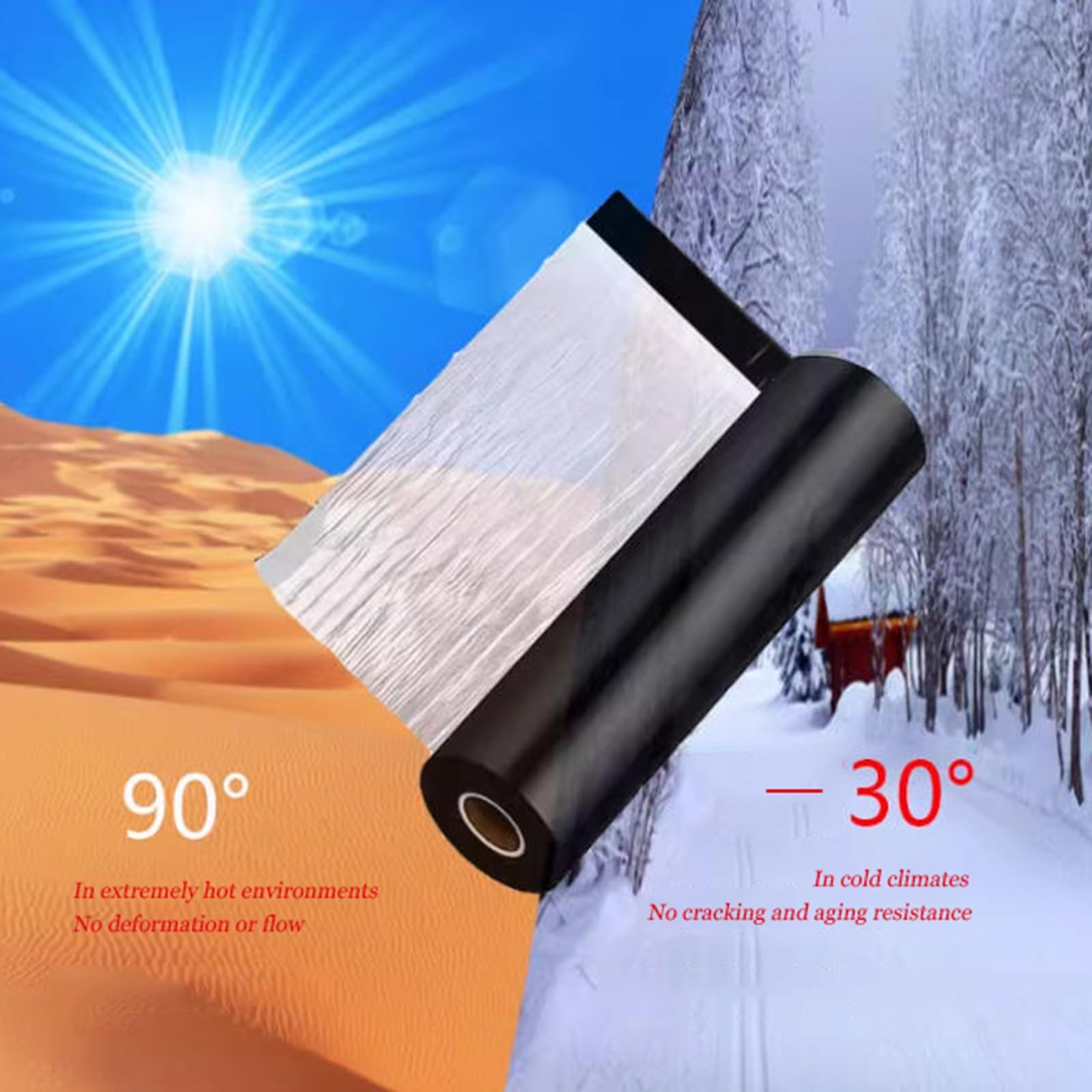 Cinta de sellado de butilo y aluminio, Negro Rollo Adhesivo de Tela Asfáltica，membrana for techos, cinta impermeable for techos,para Reparación Techos,Goteras,Grietas(THK1.2mm/W0.5*L5m)
