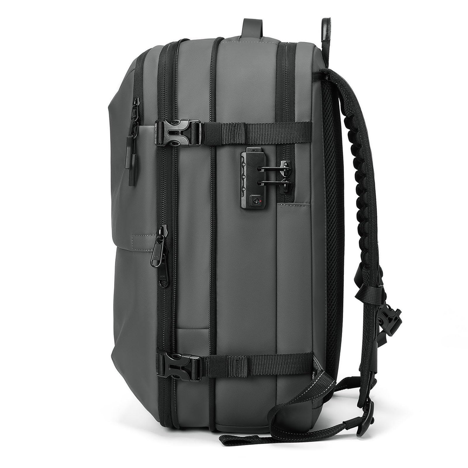 Sac à Dos de Voyage étanche et Extensible avec Airbag et Compartiment à Chaussures pour Ordinateur Portable 17 Pouces (gris foncé)