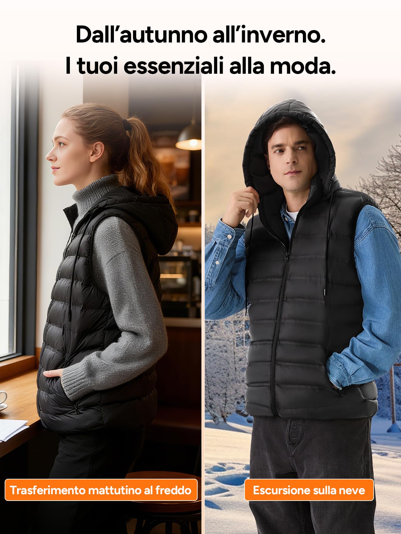 DR.PREPARE Gilet Riscaldato con Cappuccio Unisex con Batteria 7,4 V 16000 mAh 3 Livelli di Calore 10 Zone di riscaldamento Giubbotto Riscaldato per Uomo e Donna per Sci Pesca Escursionismo